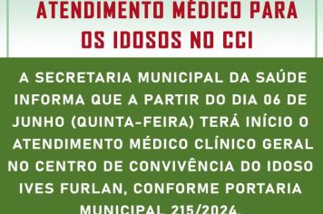 Idosos terão atendimento médico no Centro do Idoso