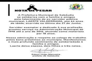 falecimento do ex-servidor público municipal, Laerte Valderrama.