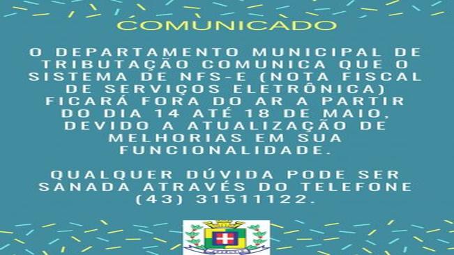 Atenção. Comunicado importante do Departamento Municipal de Tributação.