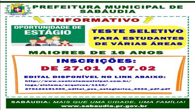 Sabáudia abre vagas para Estagiários